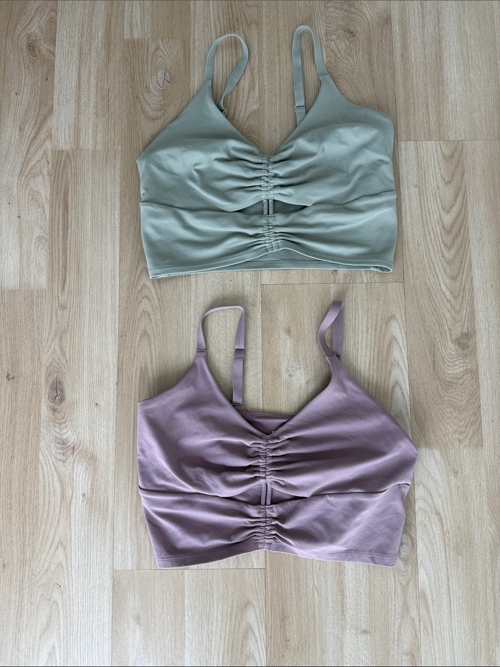 Bundle of 2 Athleta Ruched Bralette Tank Top in Sage and Mauve